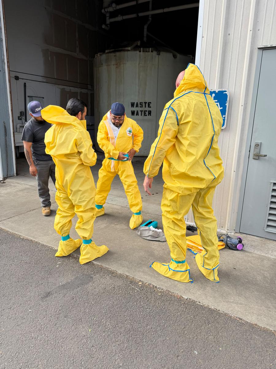 Allied biohazard team preparing for infectious disease response