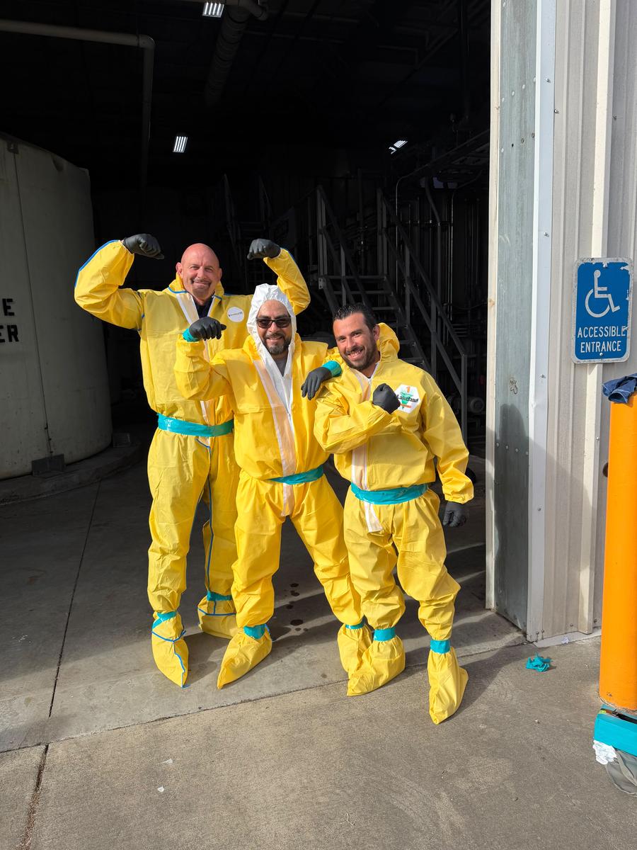 Allied biohazard technicians in Level B PPE