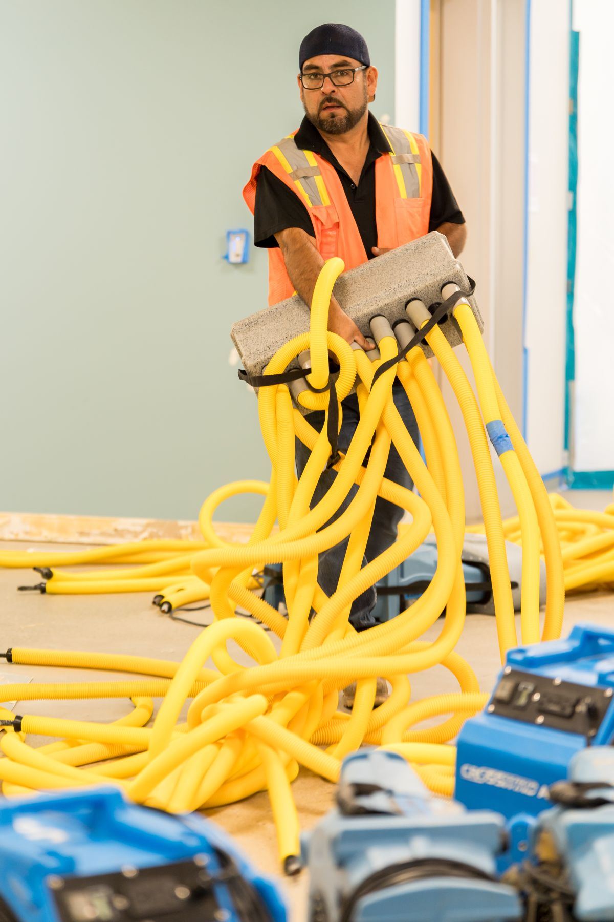 Allied technician with floor drying system