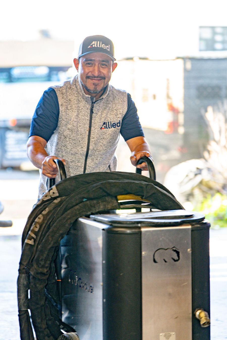 Allied technician with water extractor